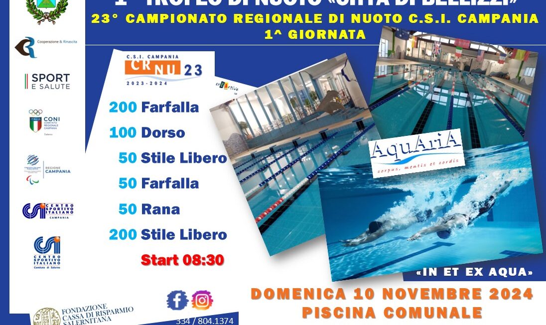 23° CAMPIONATO REGIONALE DI NUOTO C.S.I. – 1° TROFEO “AQUARIA” / “CITTA’ DI BELLIZZI”